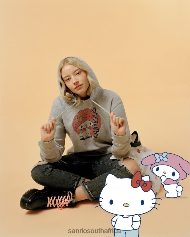 Sanrio My Melody Japanese Graphic Premium Organic Cotton Grey Hoodie HNX6N5 Clothing
